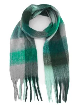 Heavyweight Check Print Scarf - Teal