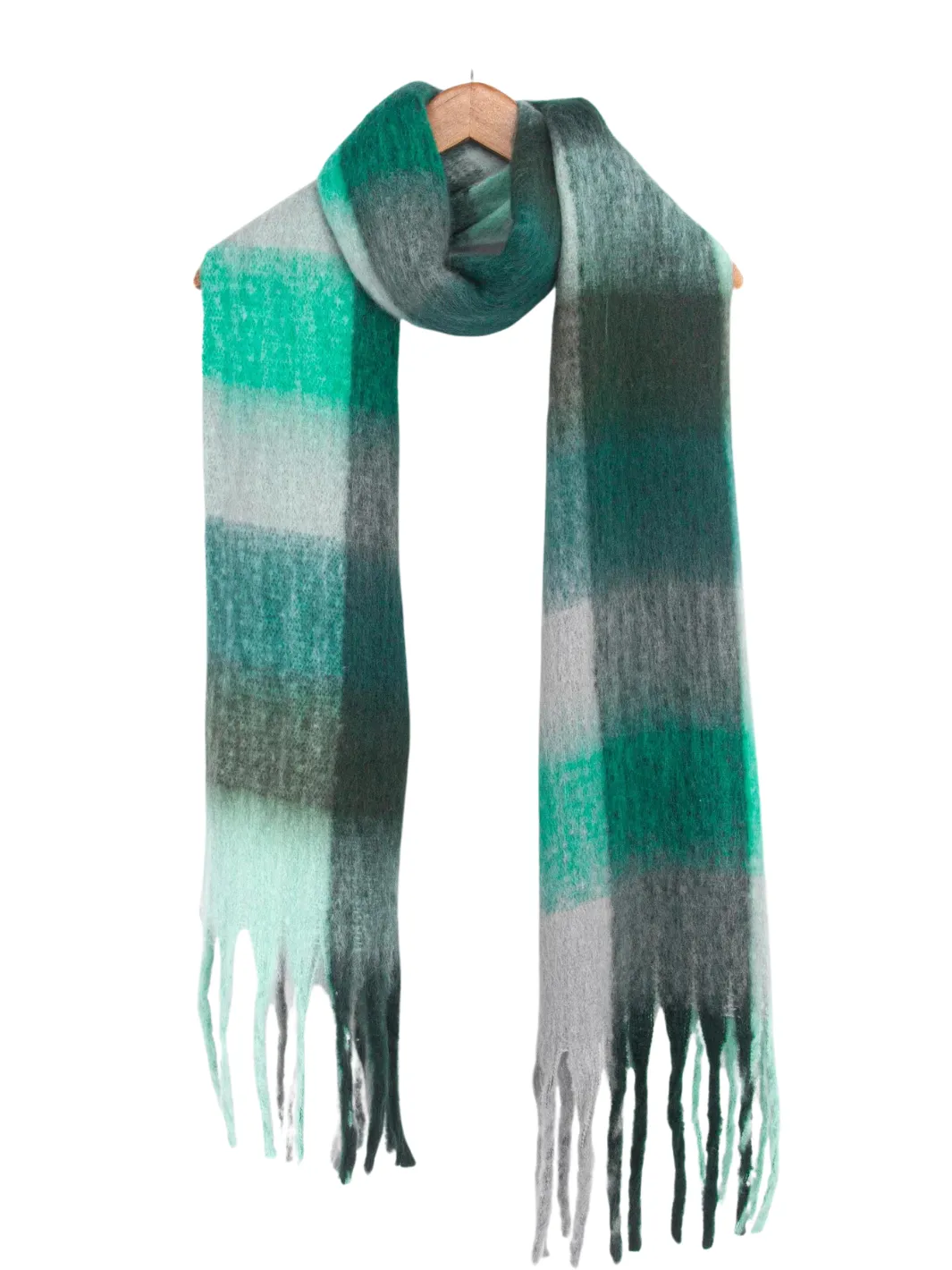 Heavyweight Check Print Scarf - Teal