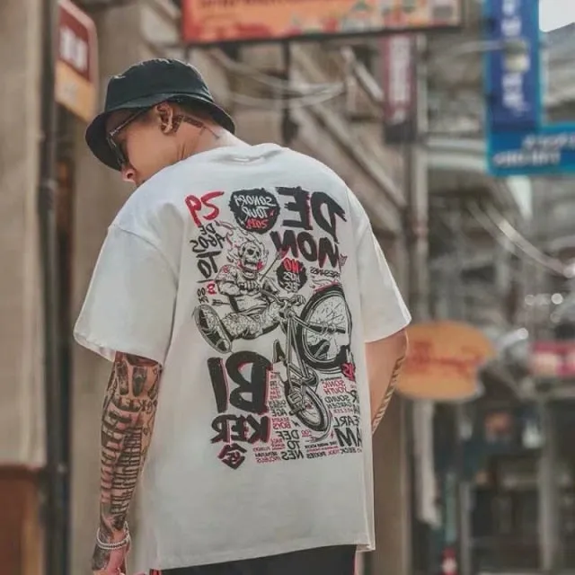 Hip Hop T Shirt Men Snake Ghost T-shirt Harajuku Streetwear Tshirt Short Sleeve Summer Tops Tee HipHop Back Printed S-5XL