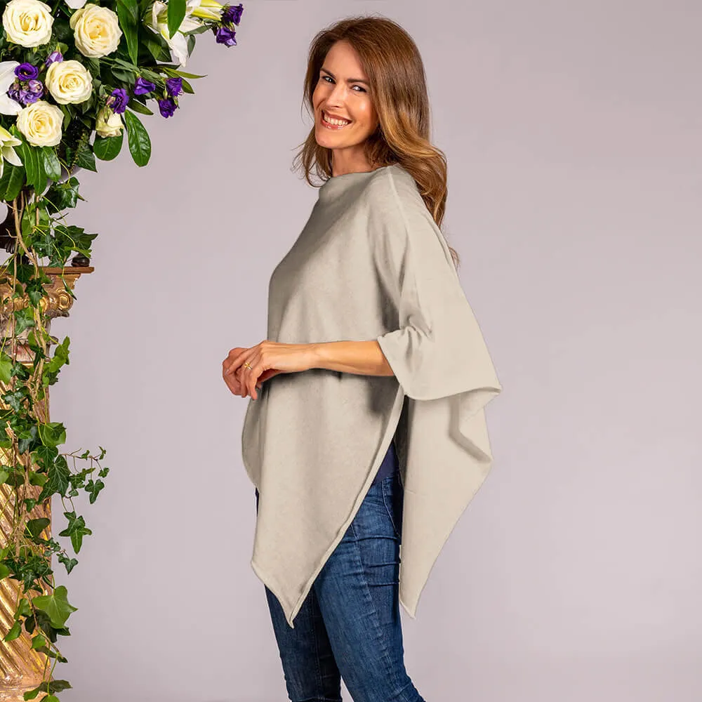 Honey Beige Cotton and Cashmere Poncho