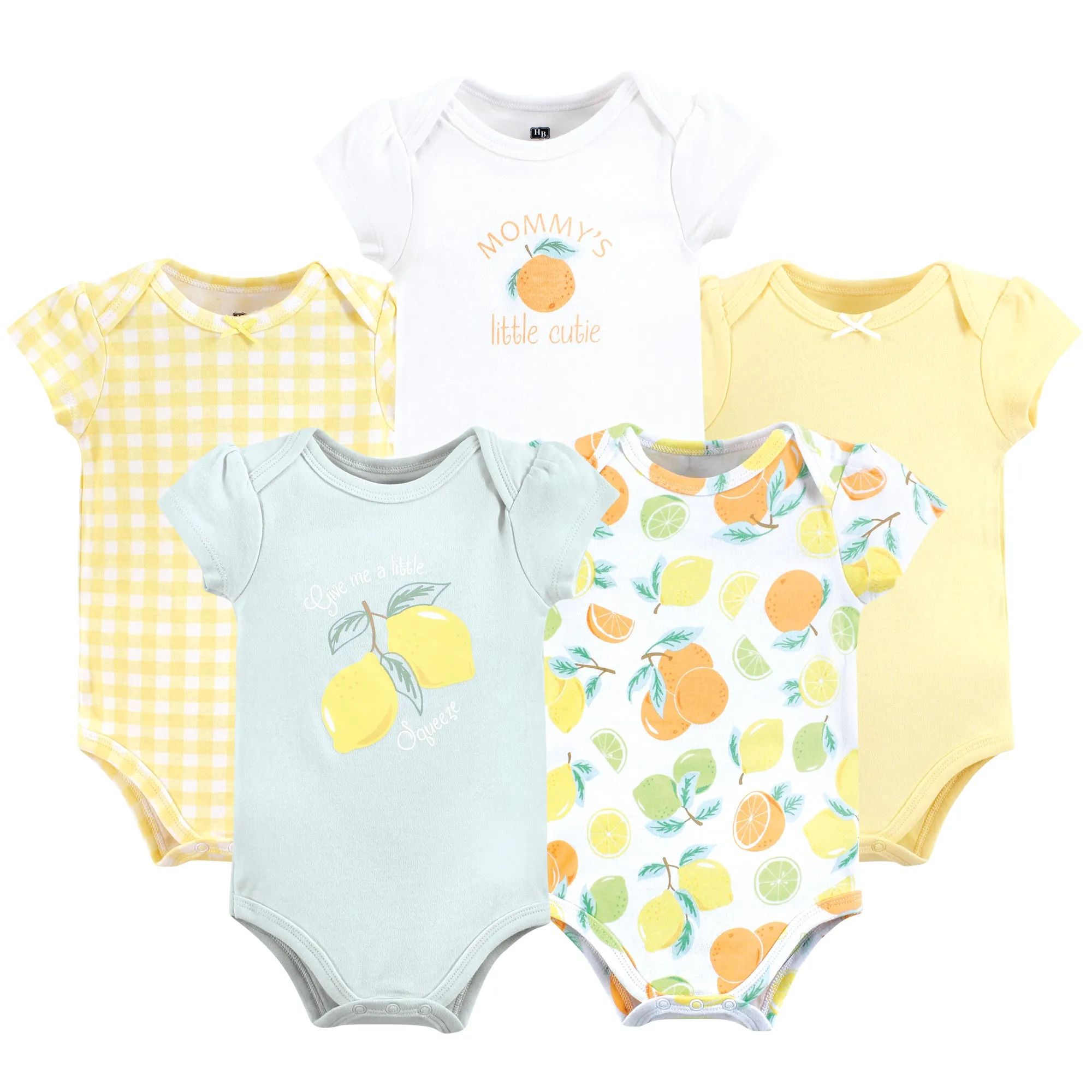 Hudson Baby Cotton Bodysuits, Citrus Mint