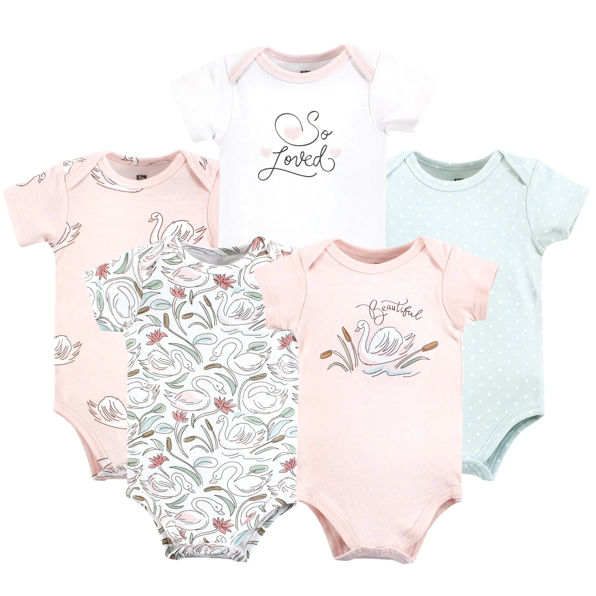 Hudson Baby Cotton Bodysuits, Swan