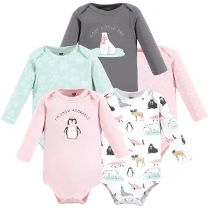 Hudson Baby Cotton Long-Sleeve Bodysuits, Girl Arctic Animals