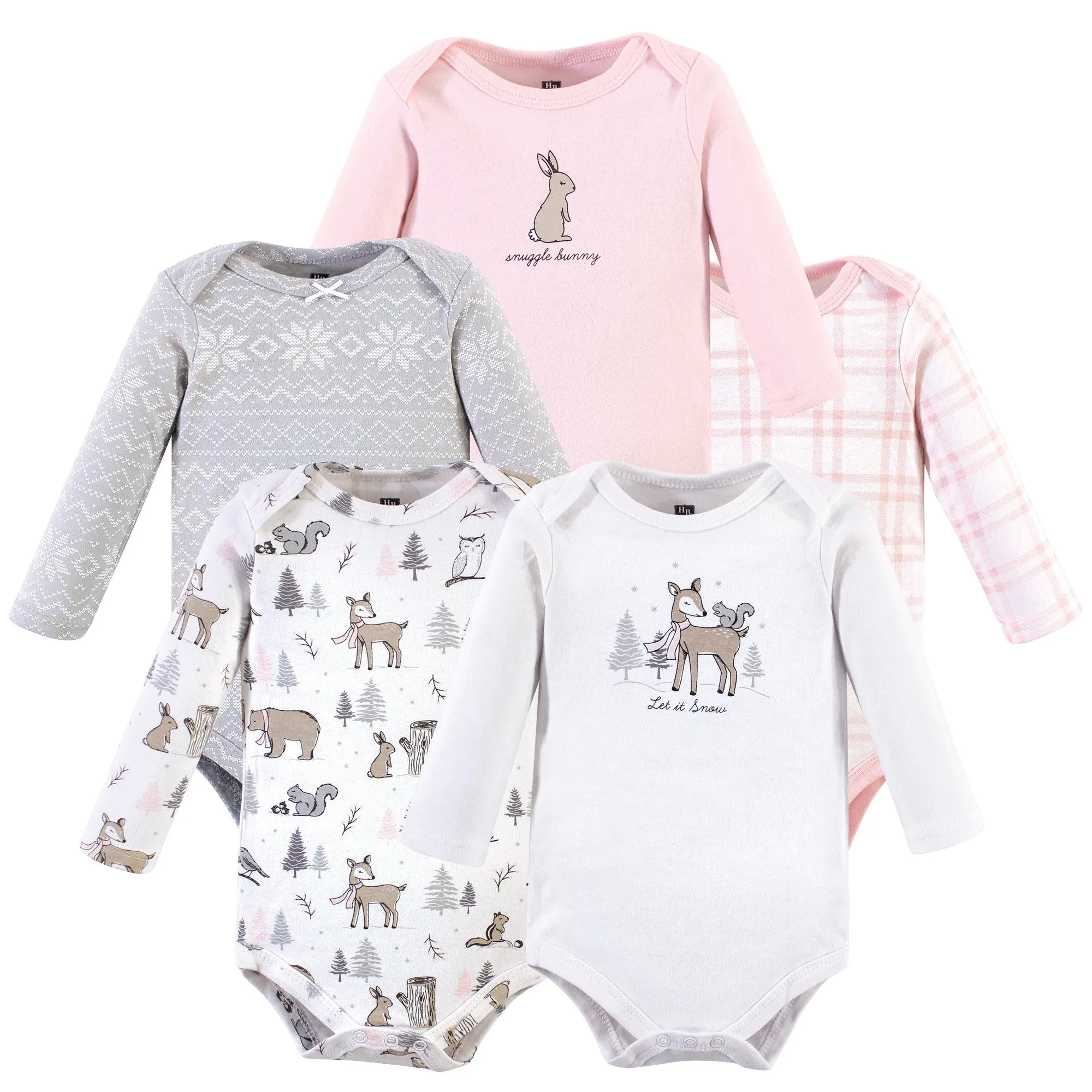 Hudson Baby Cotton Long-Sleeve Bodysuits, Winter Forest 5-Pack