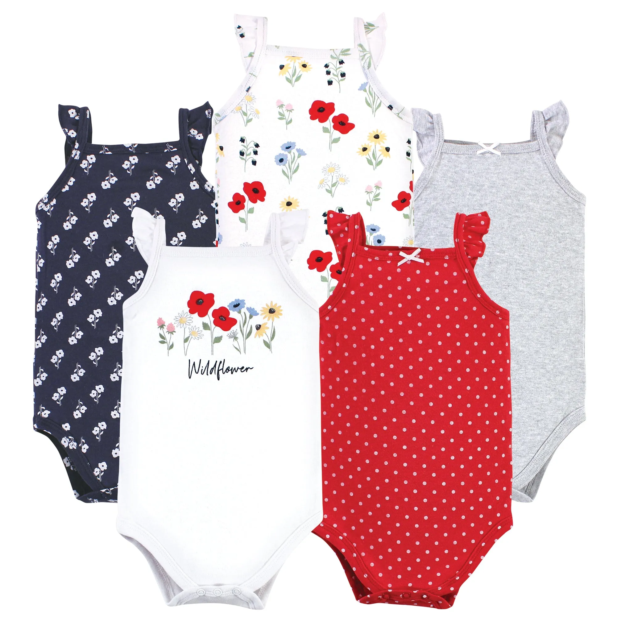 Hudson Baby Cotton Sleeveless Bodysuits, Wildflower