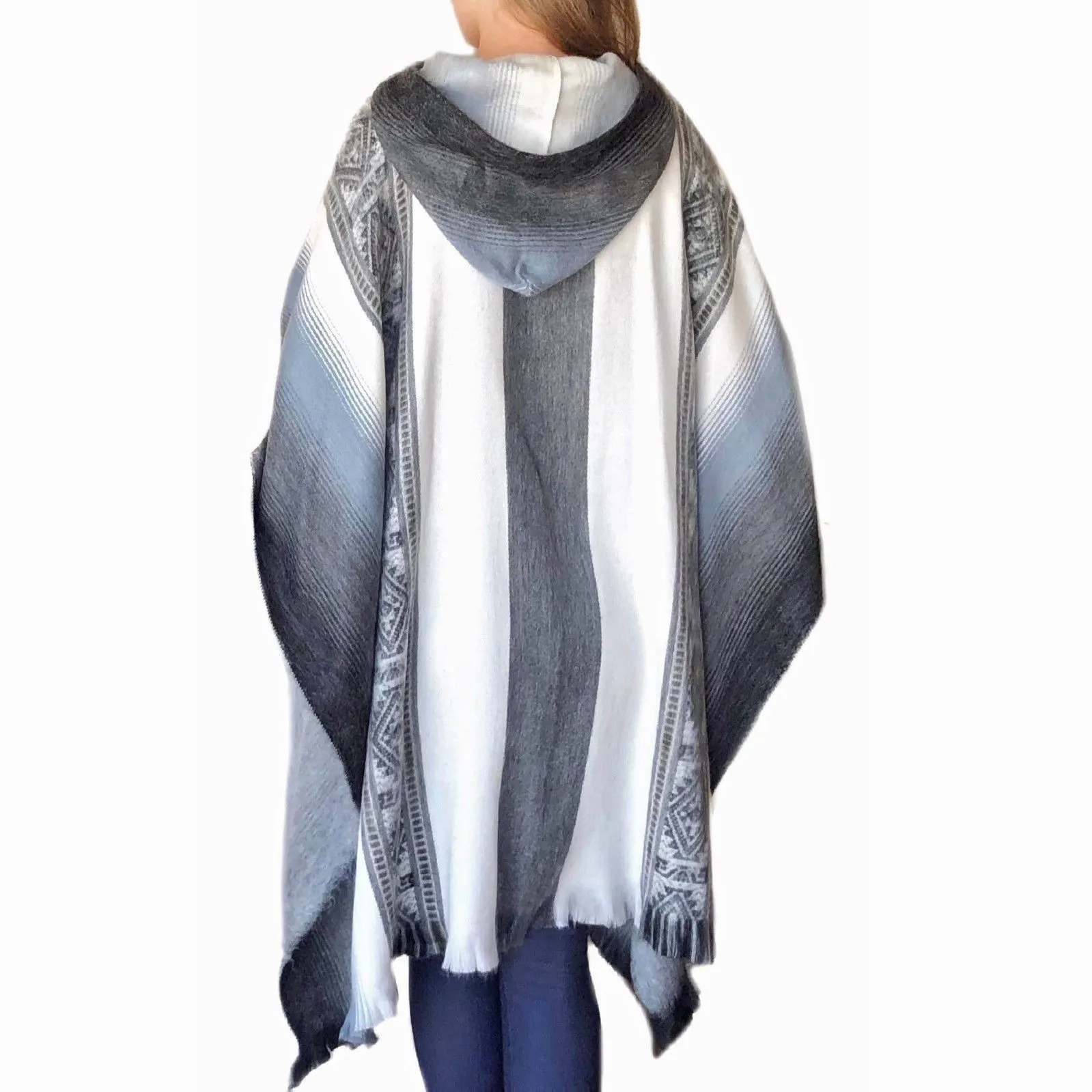 Incan Grays Alpaca Poncho