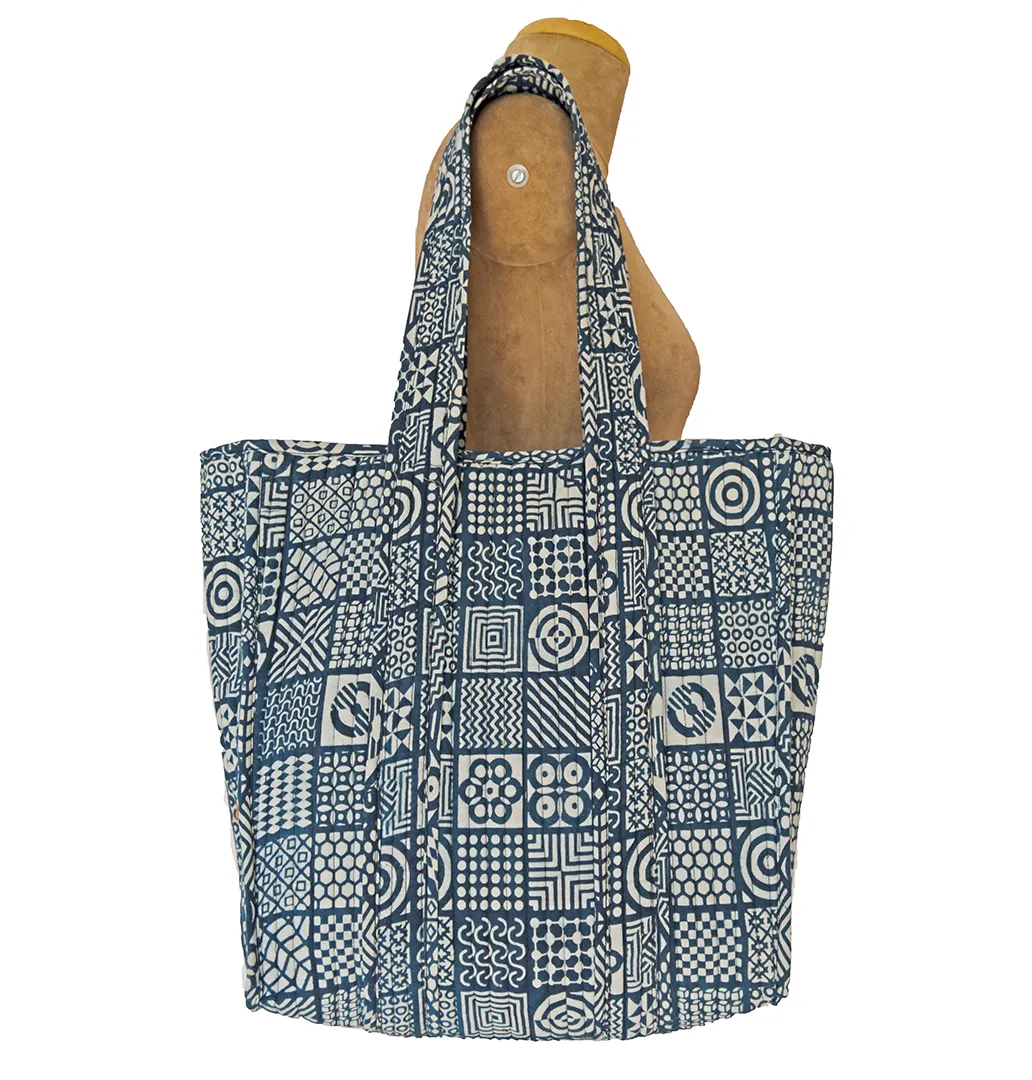 Indigo Quilted Tote Bag