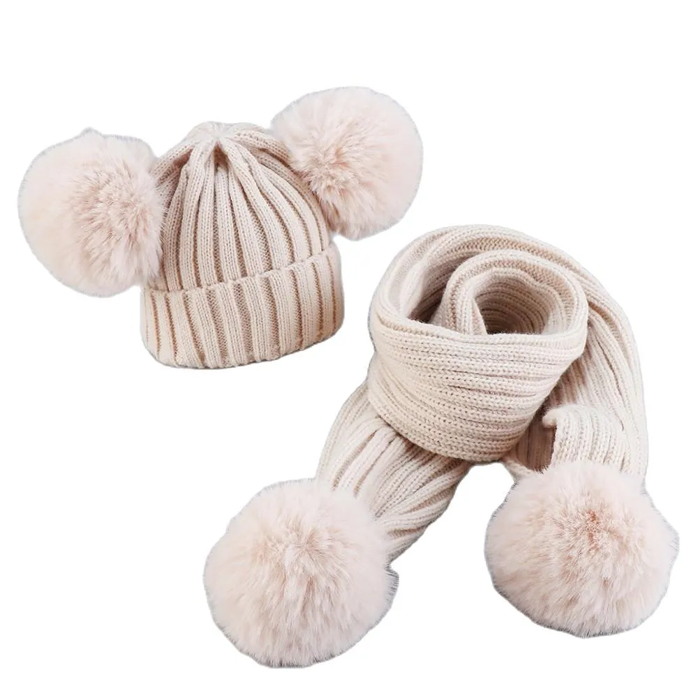 Infant Baby Scarf Autumn Winter Threaded Knitten Hat and Scarf Set Girls Boys Hat Children Scarf  Cap Newborn Clothes 0-3 Years