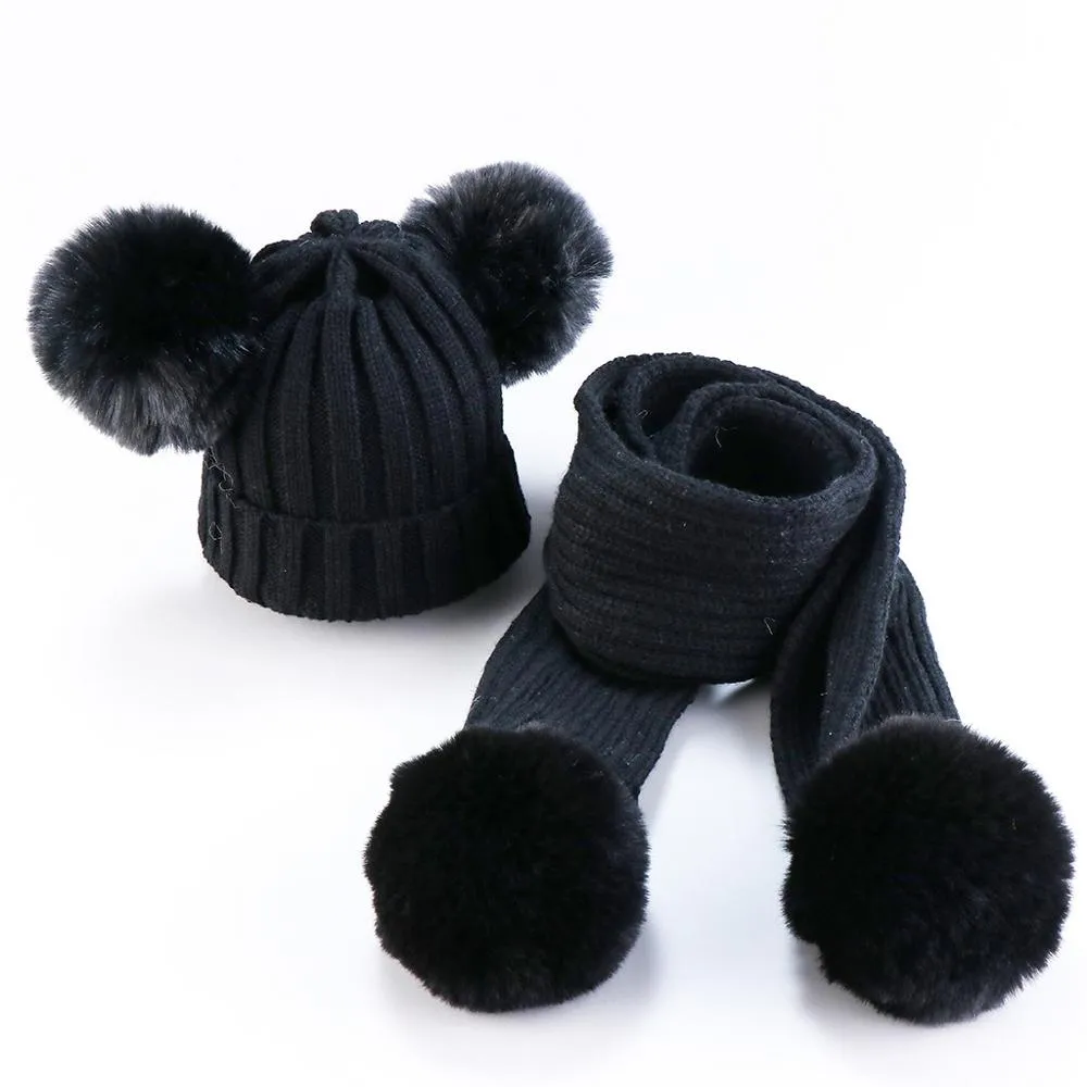 Infant Baby Scarf Autumn Winter Threaded Knitten Hat and Scarf Set Girls Boys Hat Children Scarf  Cap Newborn Clothes 0-3 Years