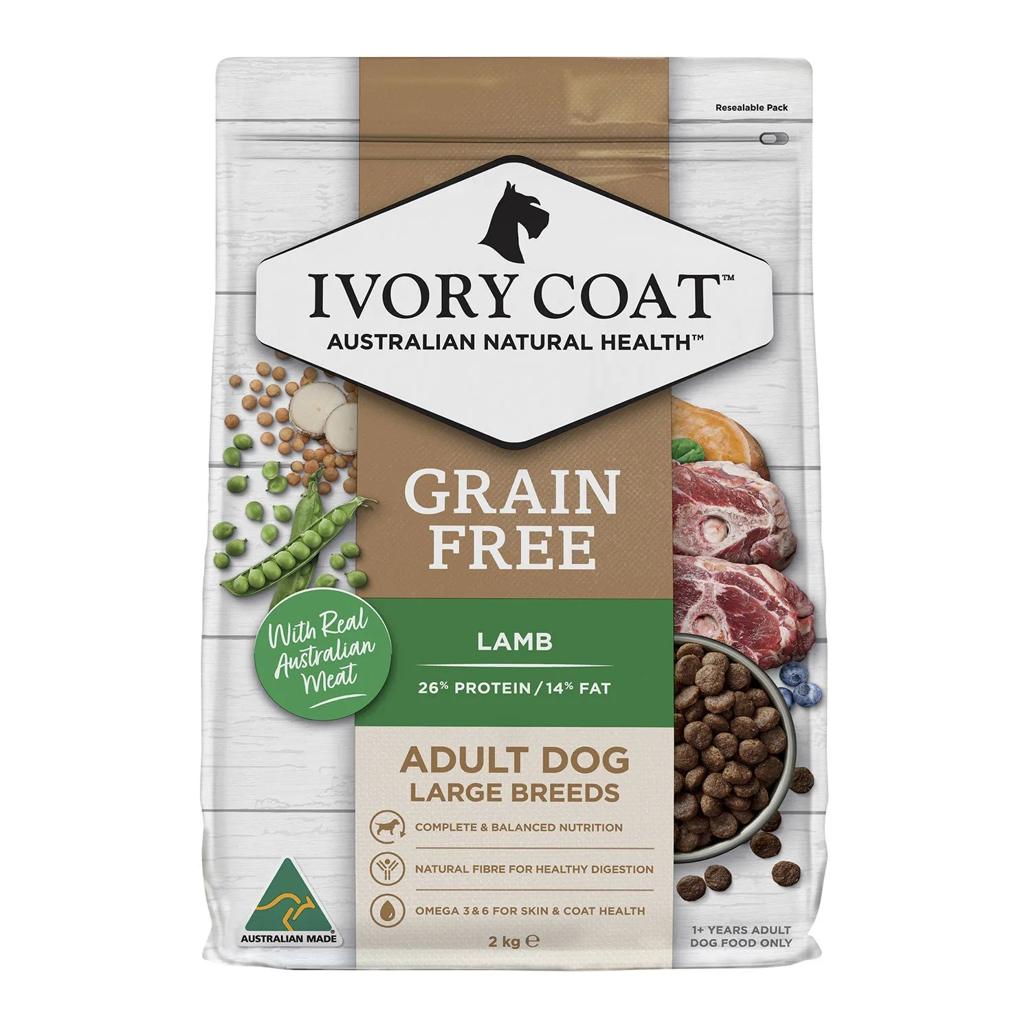 Ivory Coat Grain Free Large Breed Lamb Adult Dry Dog Food