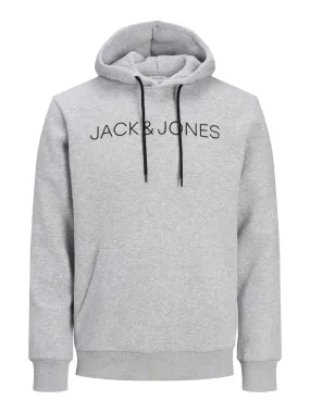 JACK&JONES  JJHUGO FLOCK SWEAT HOOD PLS GRIJS