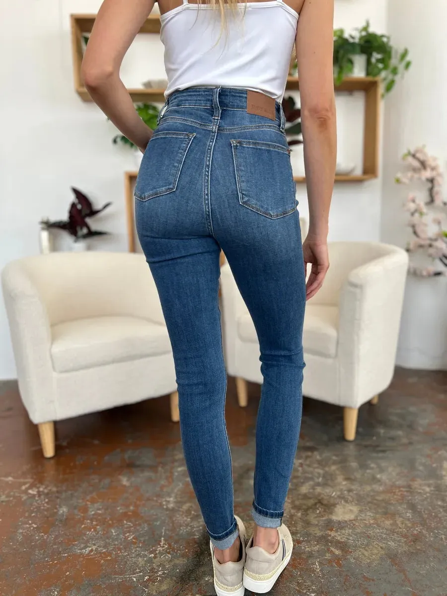 Judy Blue Cuffed Hem Low Waist Skinny Jeans