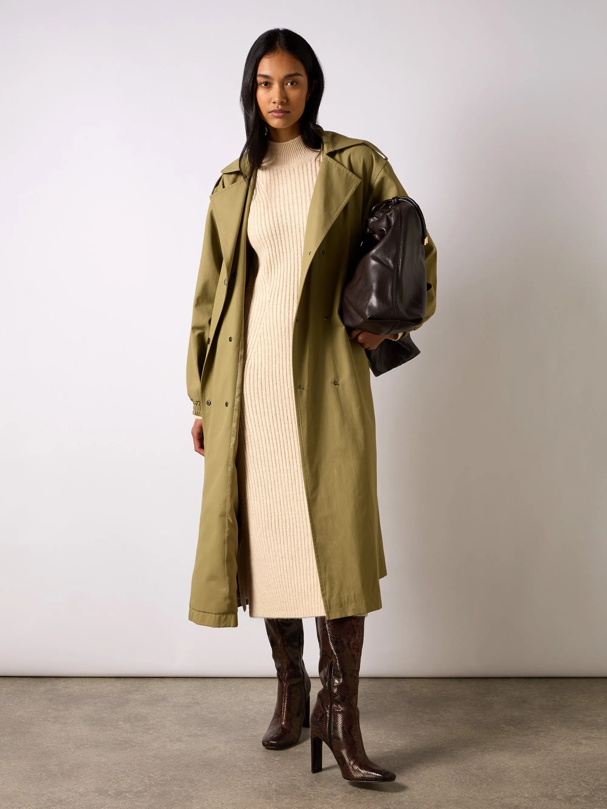 Khaki Belted Trench Coat