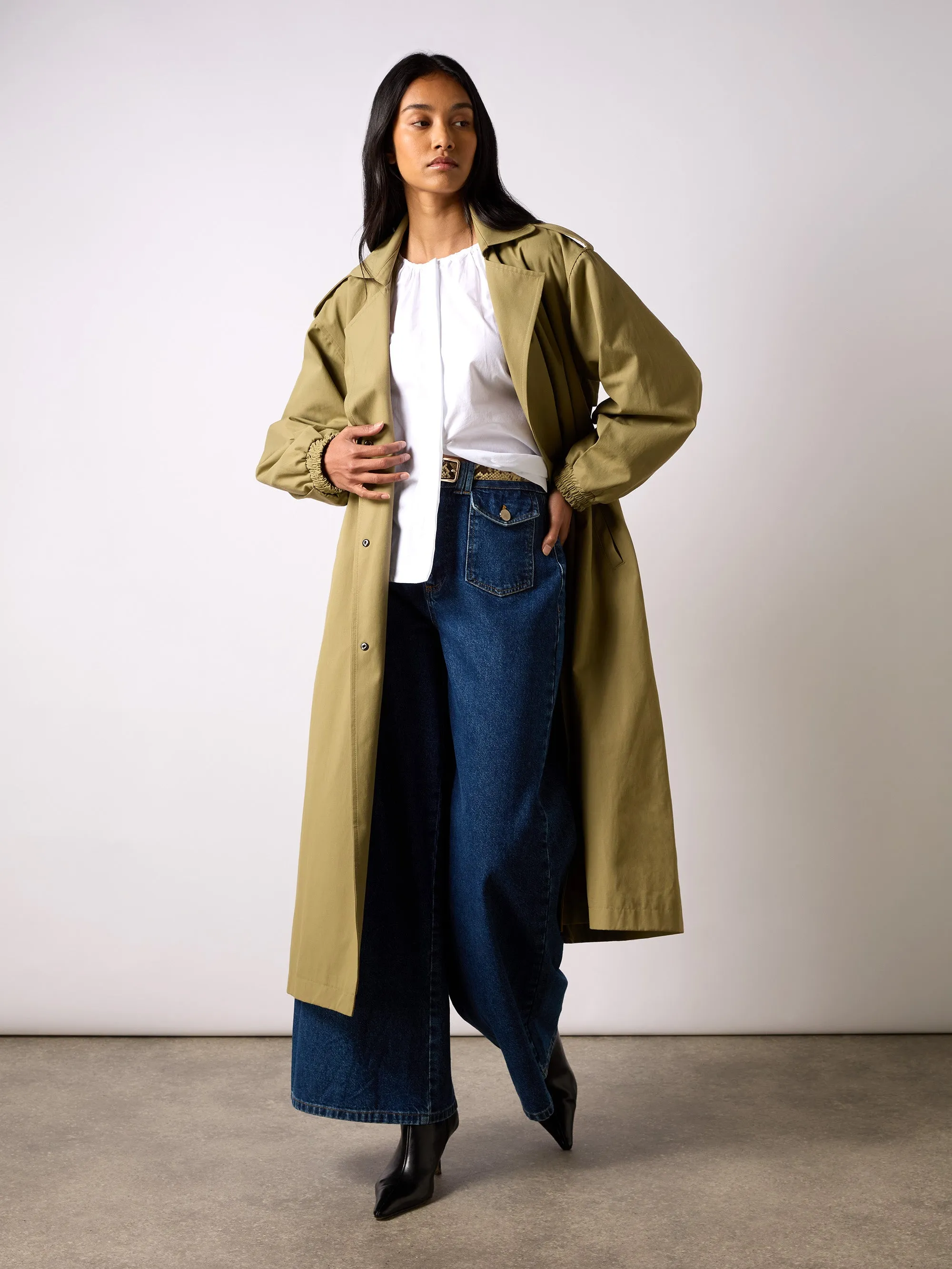 Khaki Belted Trench Coat