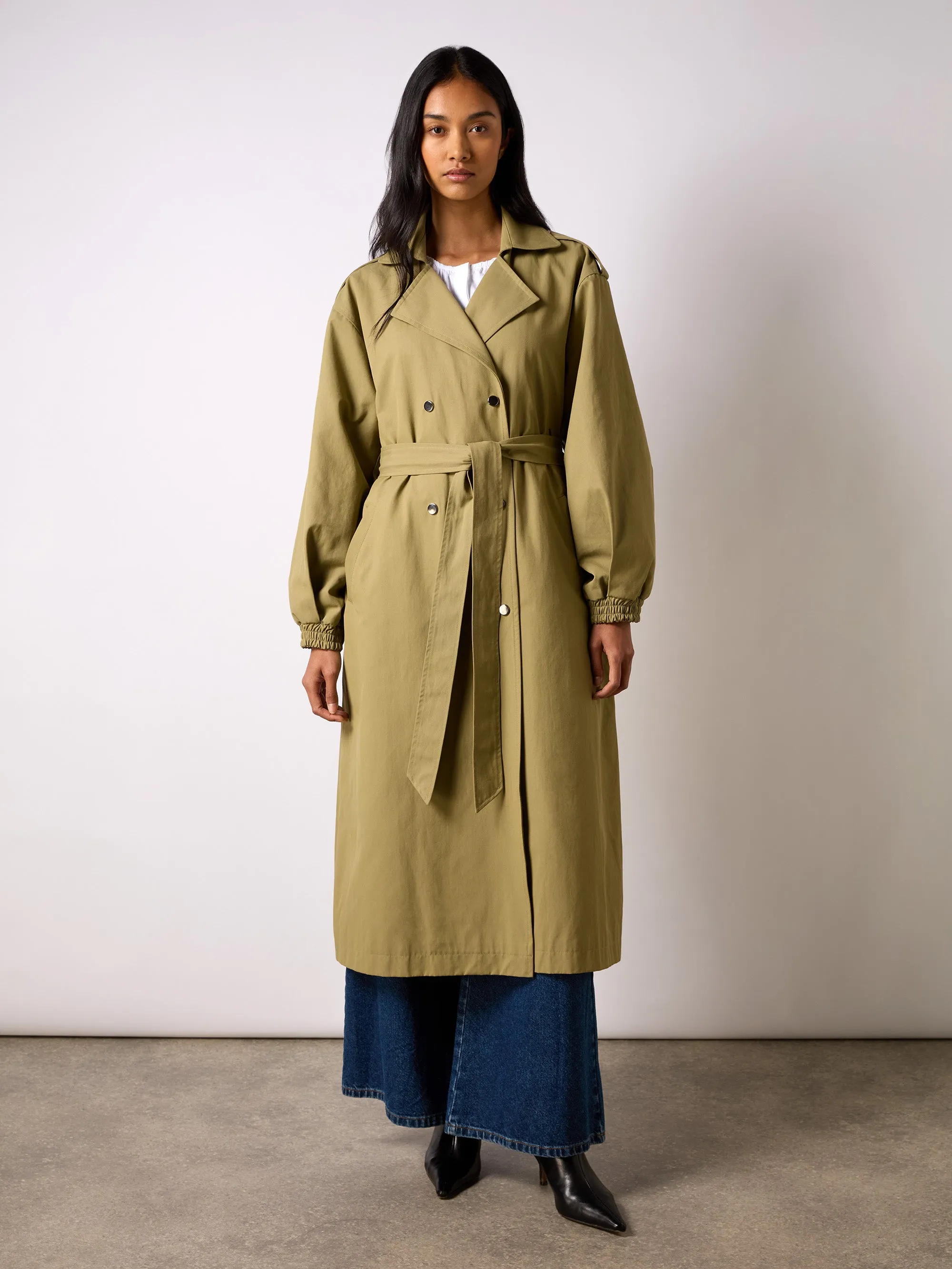 Khaki Belted Trench Coat