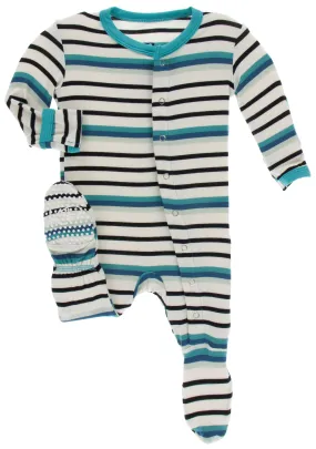 KicKee Pants Neptune Stripe Footie with Snaps