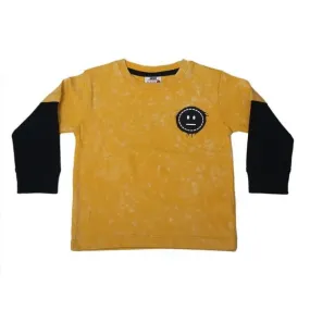 🎁Kids Long Sleeve Thermal 2FER Shirt - Smiley Face - Navy