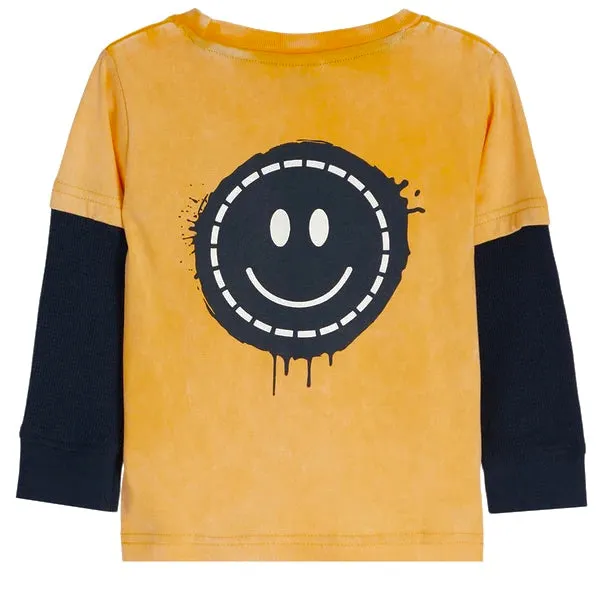 🎁Kids Long Sleeve Thermal 2FER Shirt - Smiley Face - Navy