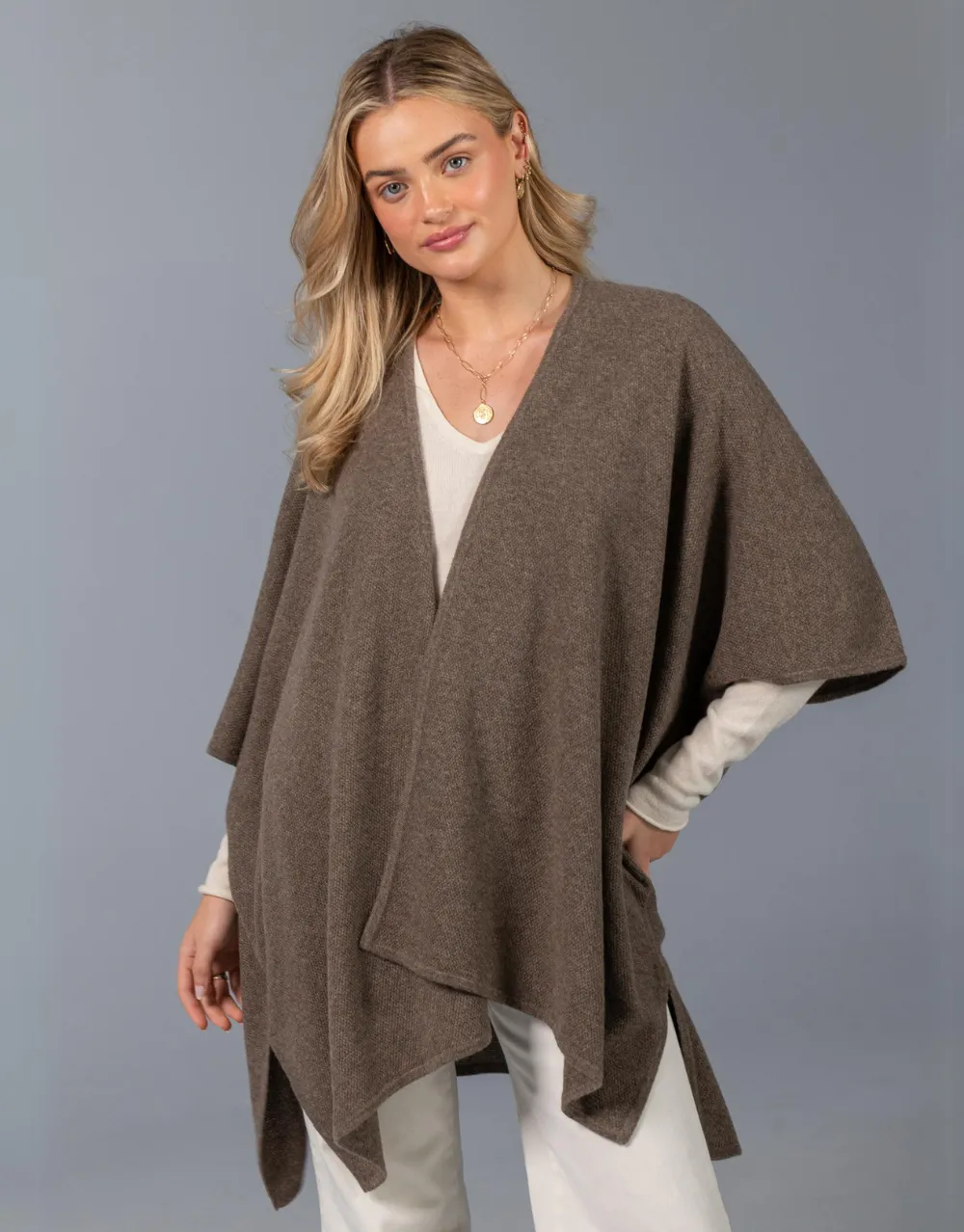 Kimono Poncho in Bison