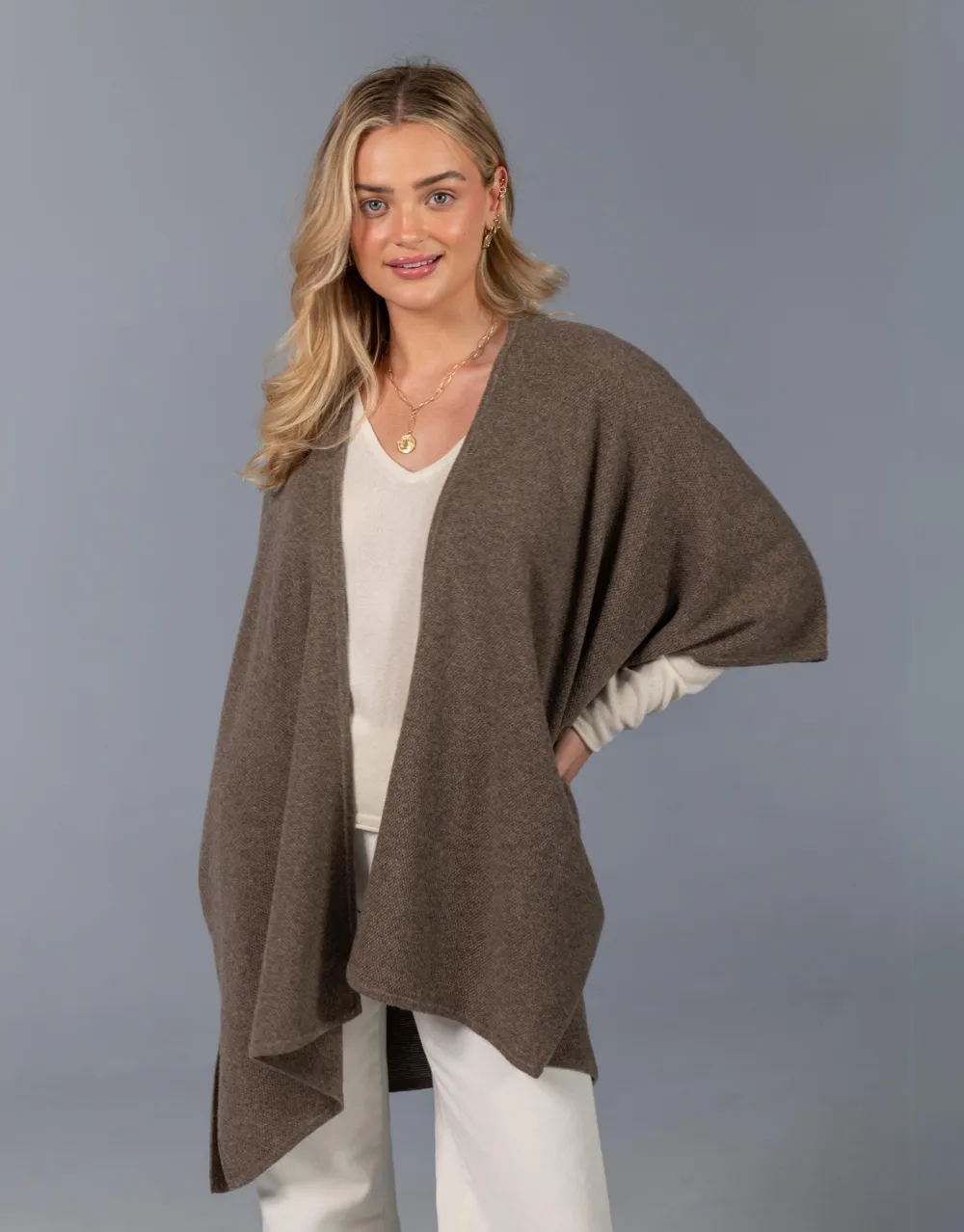 Kimono Poncho in Bison