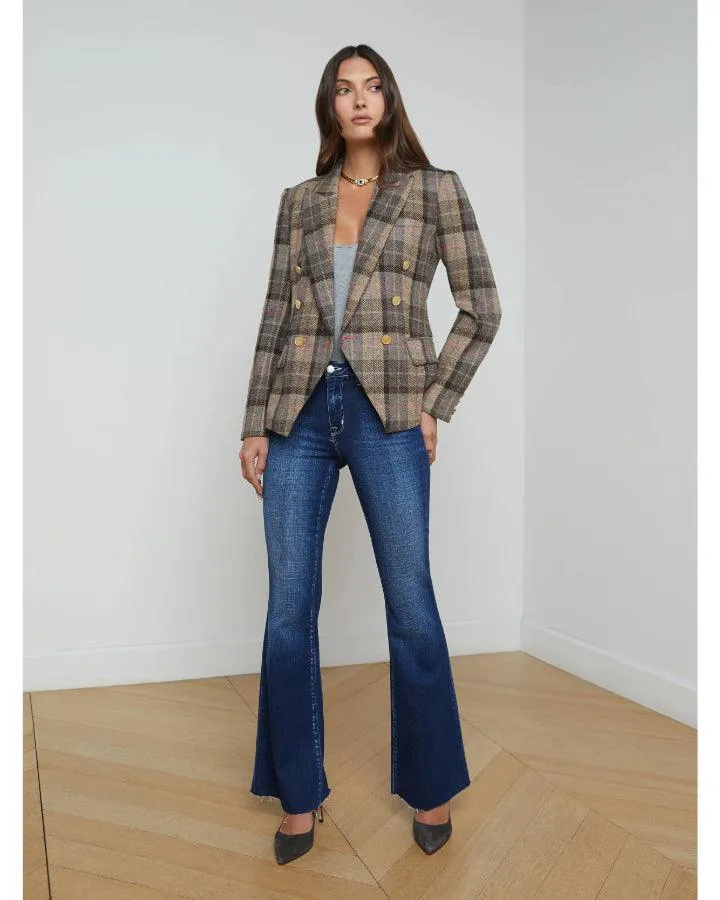 L'Agence Kenzie Plaid Double Breasted Blazer