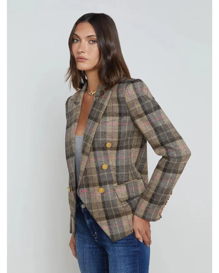 L'Agence Kenzie Plaid Double Breasted Blazer