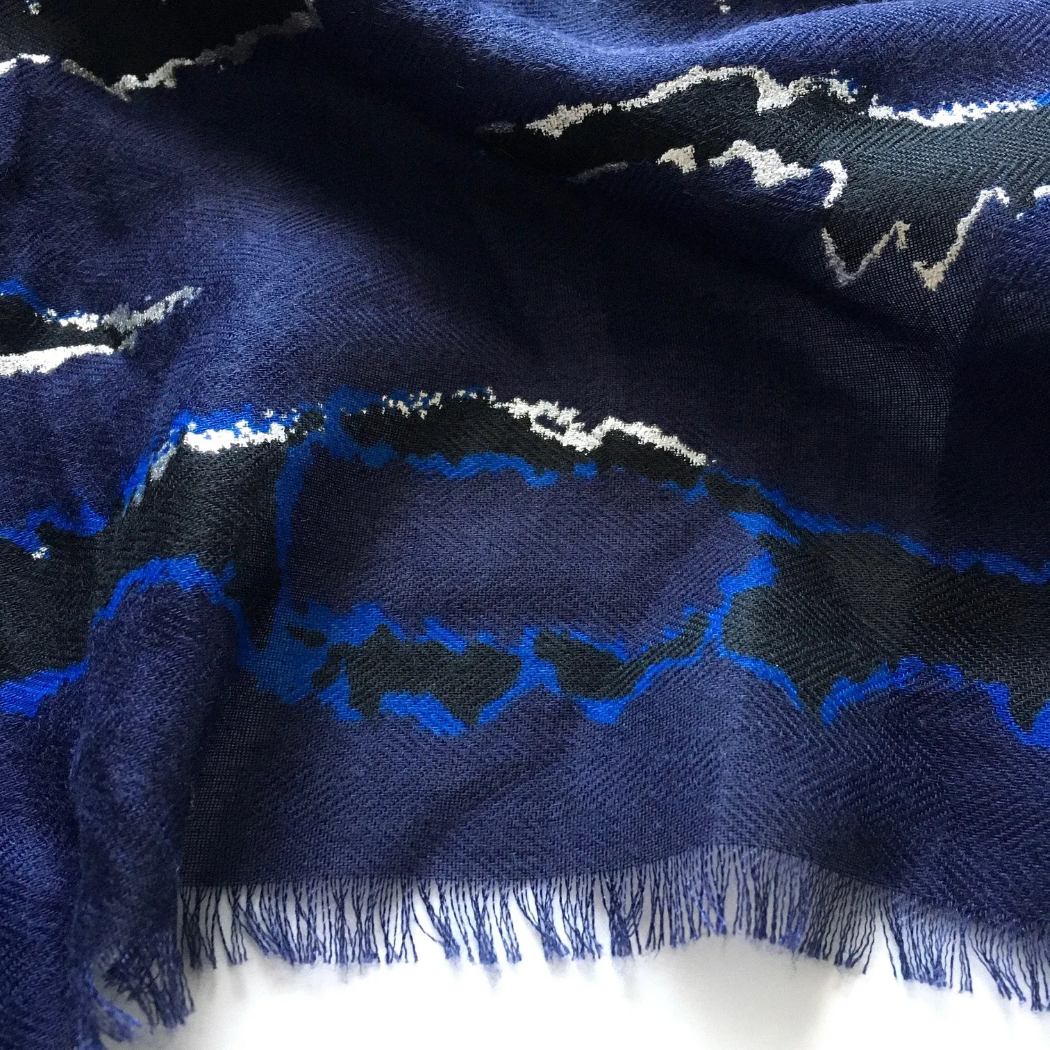 LARGE BLUE ZEBRA AND LEOPARD PRINT SHAWL SCARF