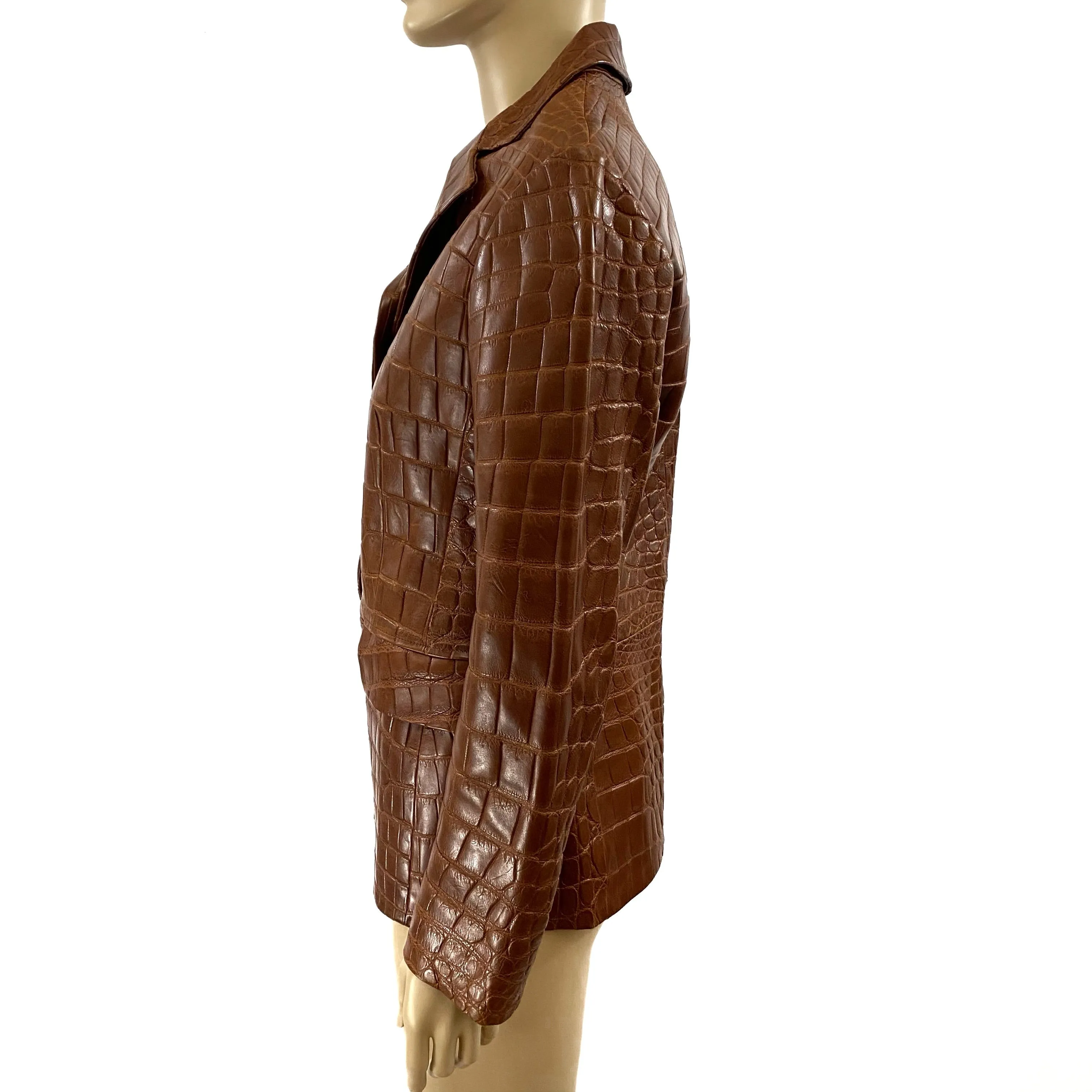 Laurent Effel Brown Crocodile Jacket Size S/M