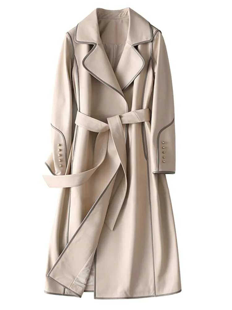 Lautaro Lovely Faux Leather Trench Coat