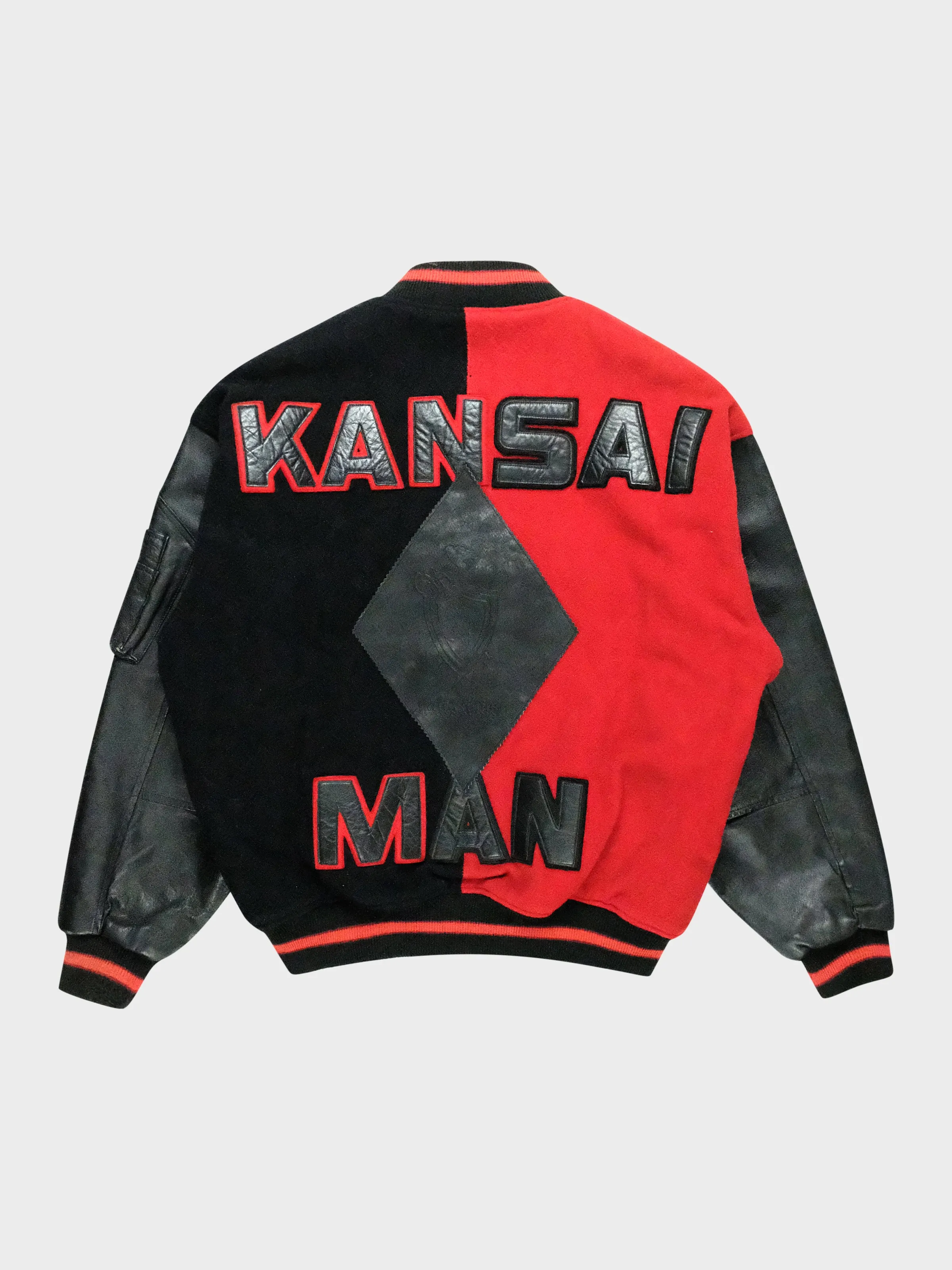 Leather Colorblock Varsity Jacket