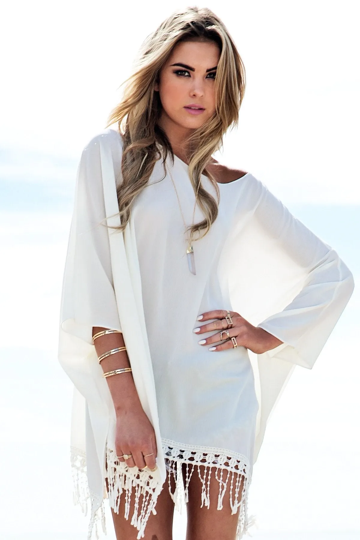 Lennoh Fringe Poncho Top