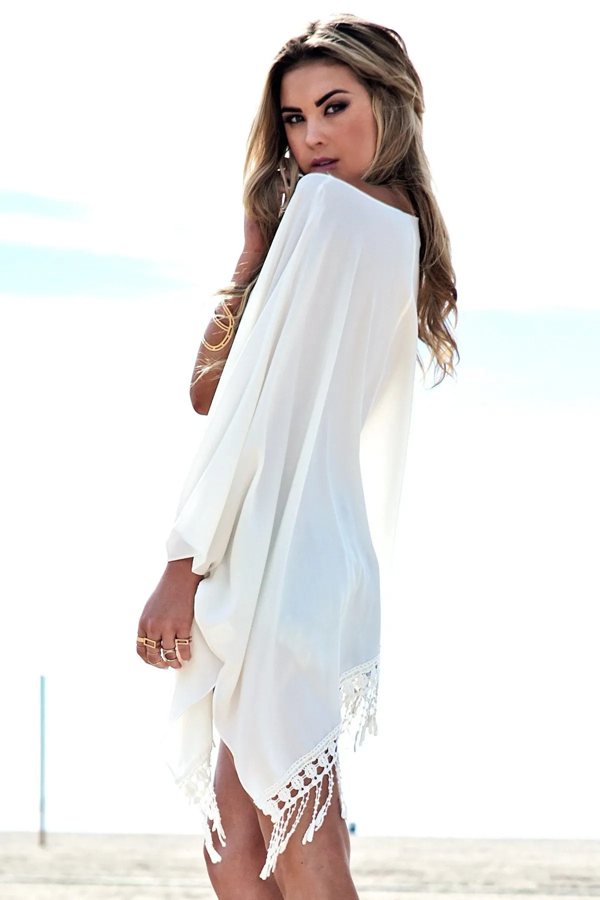 Lennoh Fringe Poncho Top