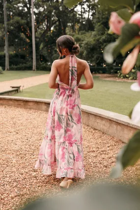 Lennon Halterneck Maxi Dress - Pink Floral