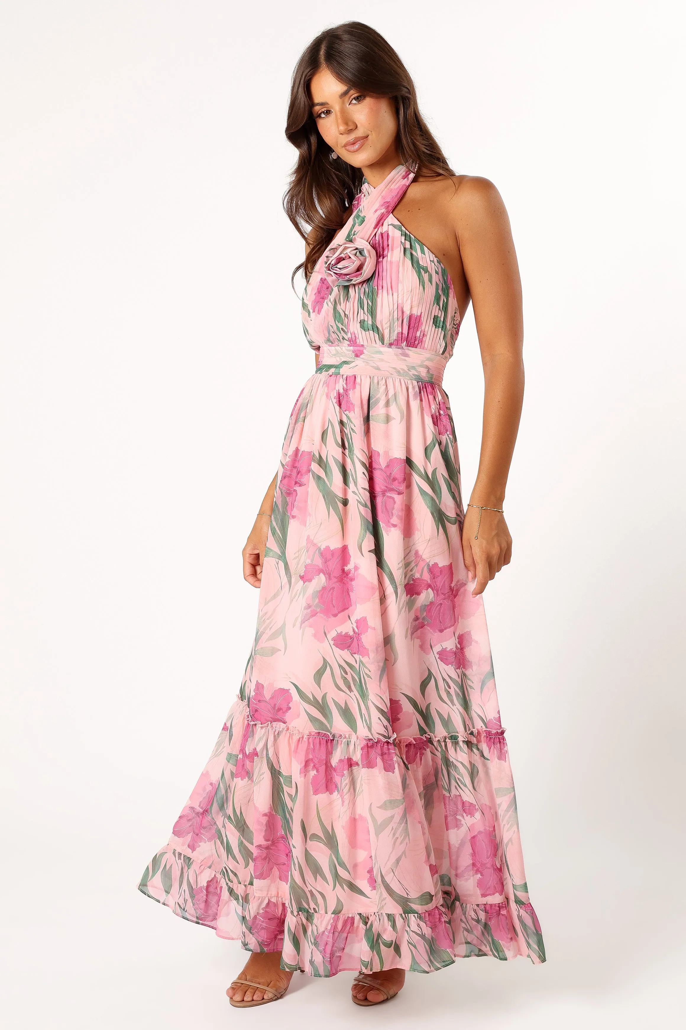 Lennon Halterneck Maxi Dress - Pink Floral