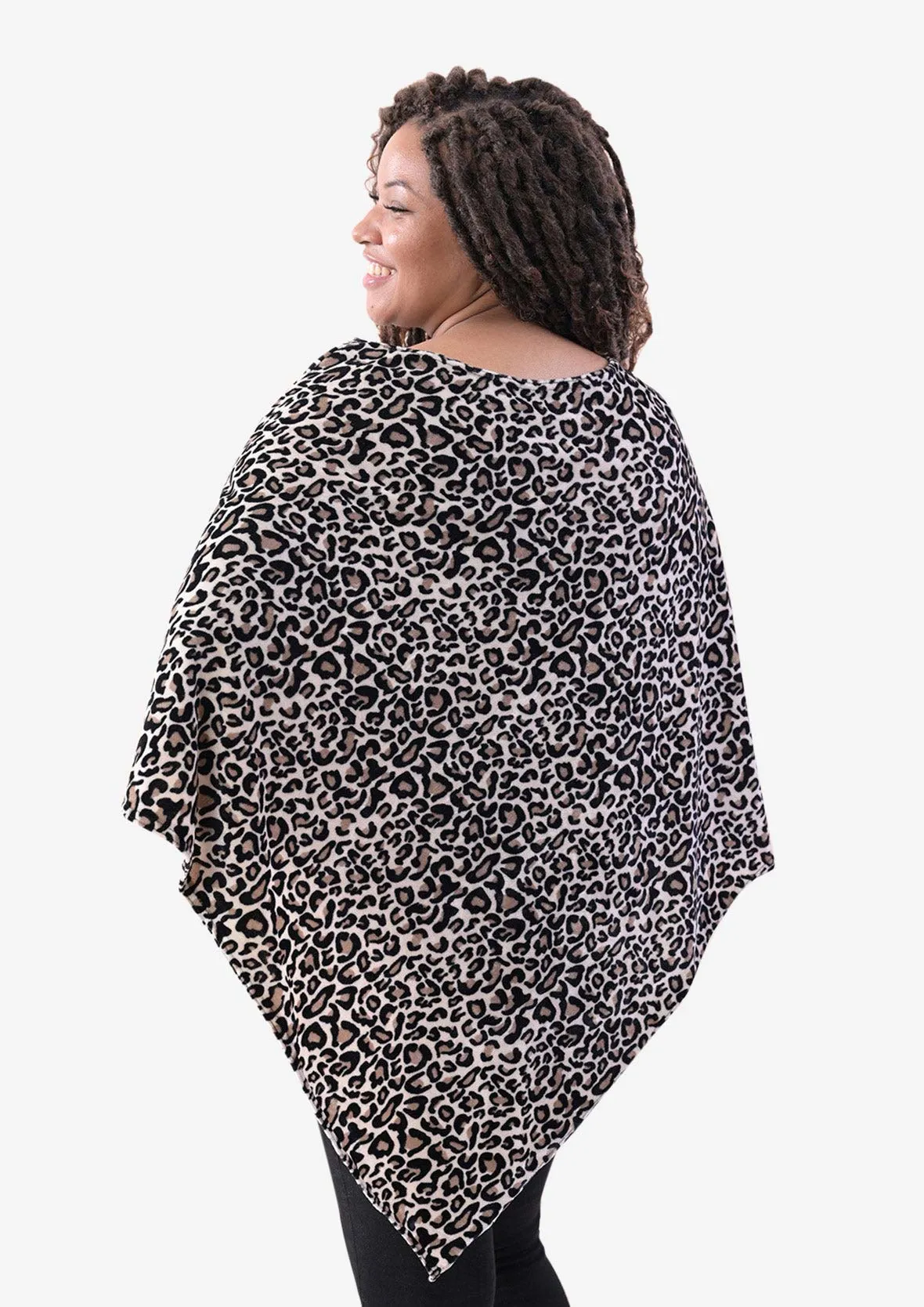 Leopard Printed Velvet Poncho