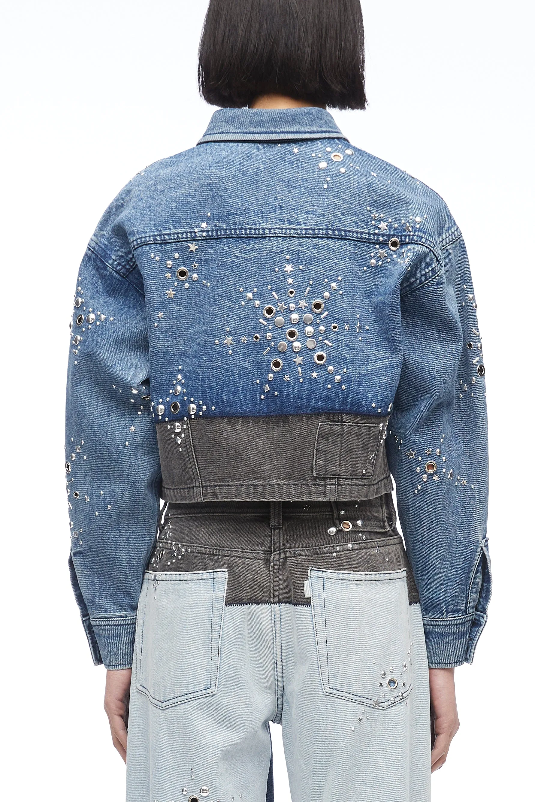 Liberty Embellished Cropped Denim Jacket