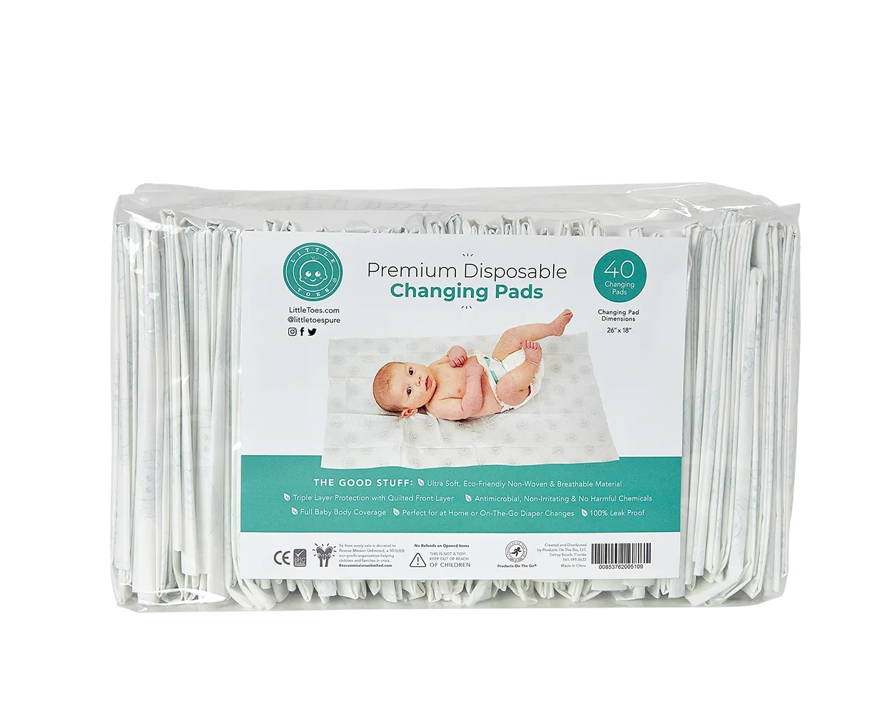 Little Toes Disposable Changing Pads 40 Count