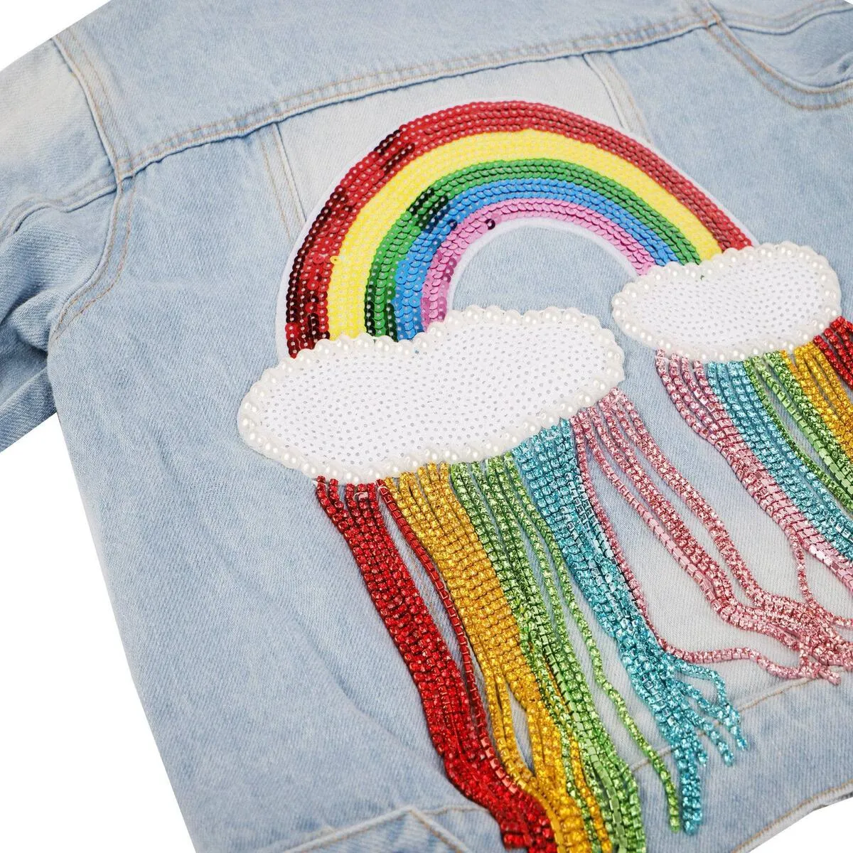 LOL Crystal Rainbow Denim Jacket