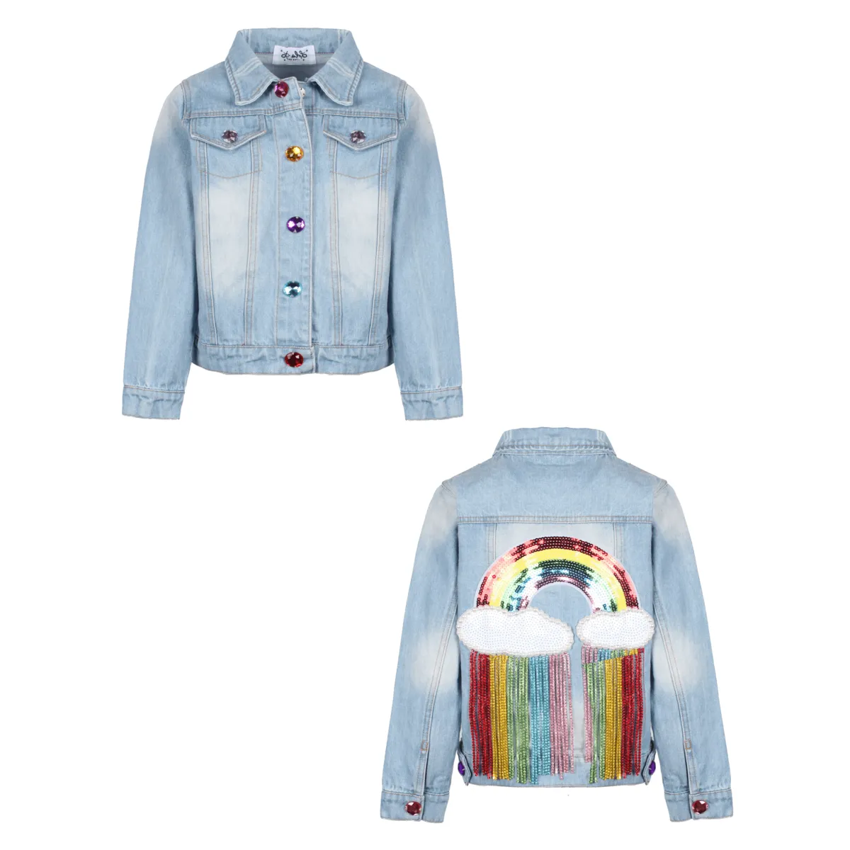 LOL Crystal Rainbow Denim Jacket