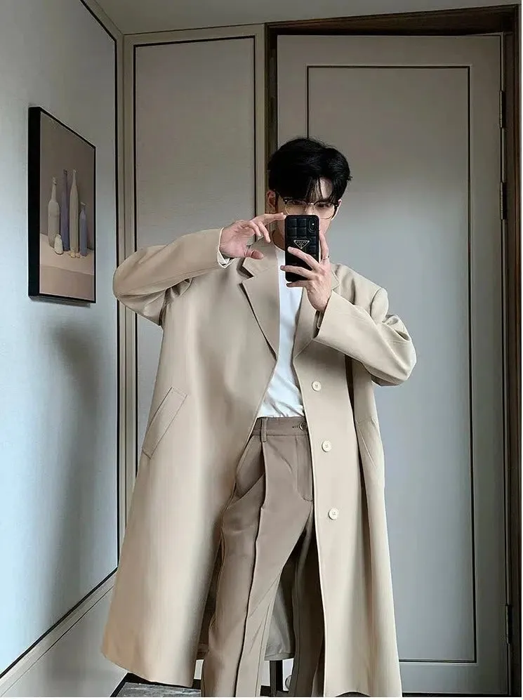 Long Single-breasted Trench Coat