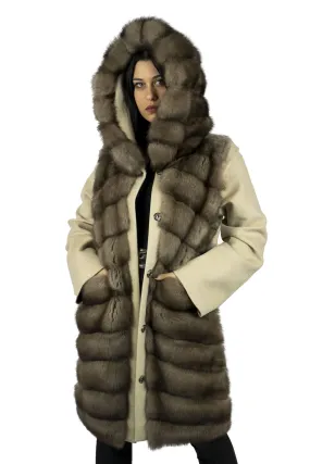 Loropiana cashmere and Barguzinsky Russian sable hooded coat