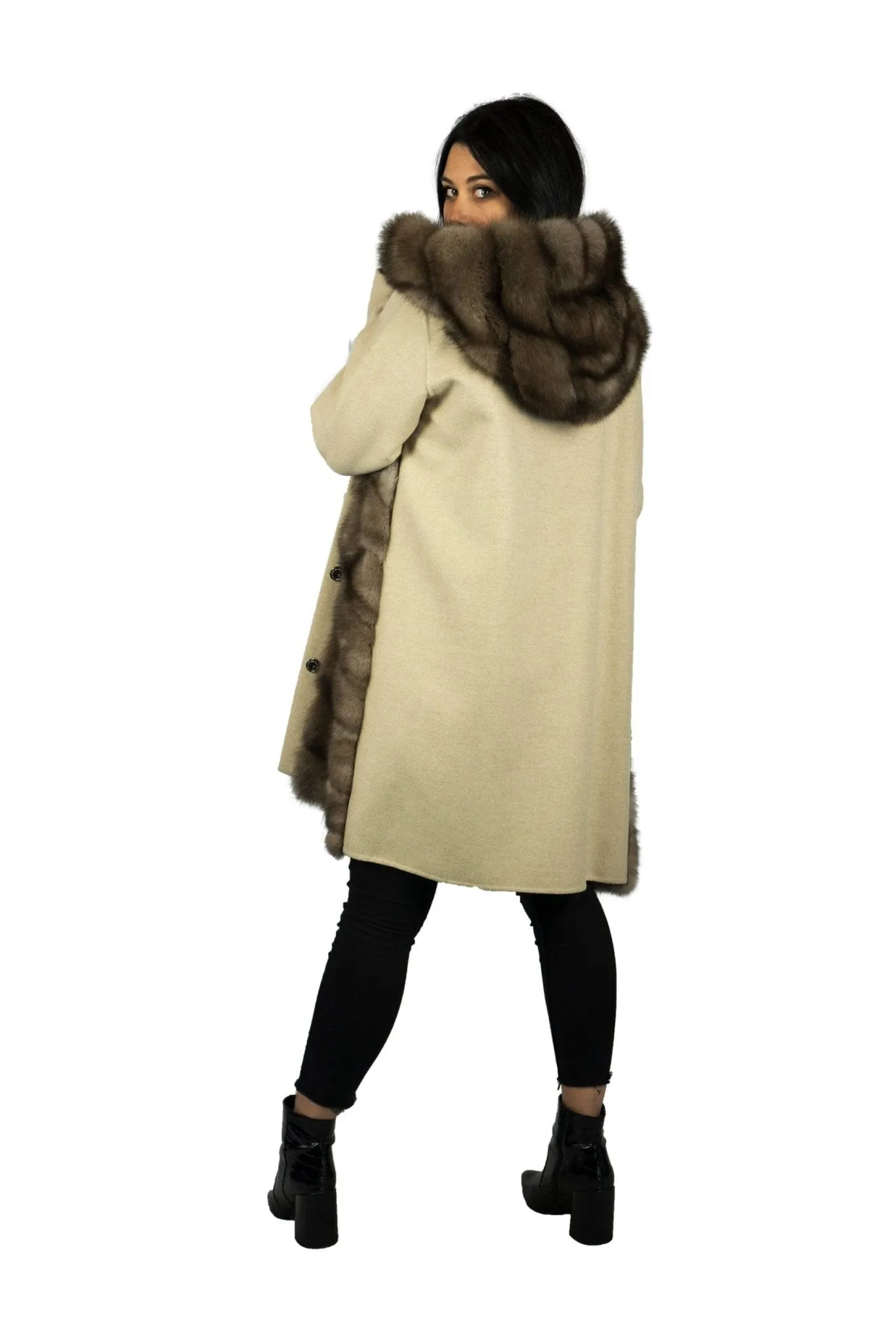 Loropiana cashmere and Barguzinsky Russian sable hooded coat