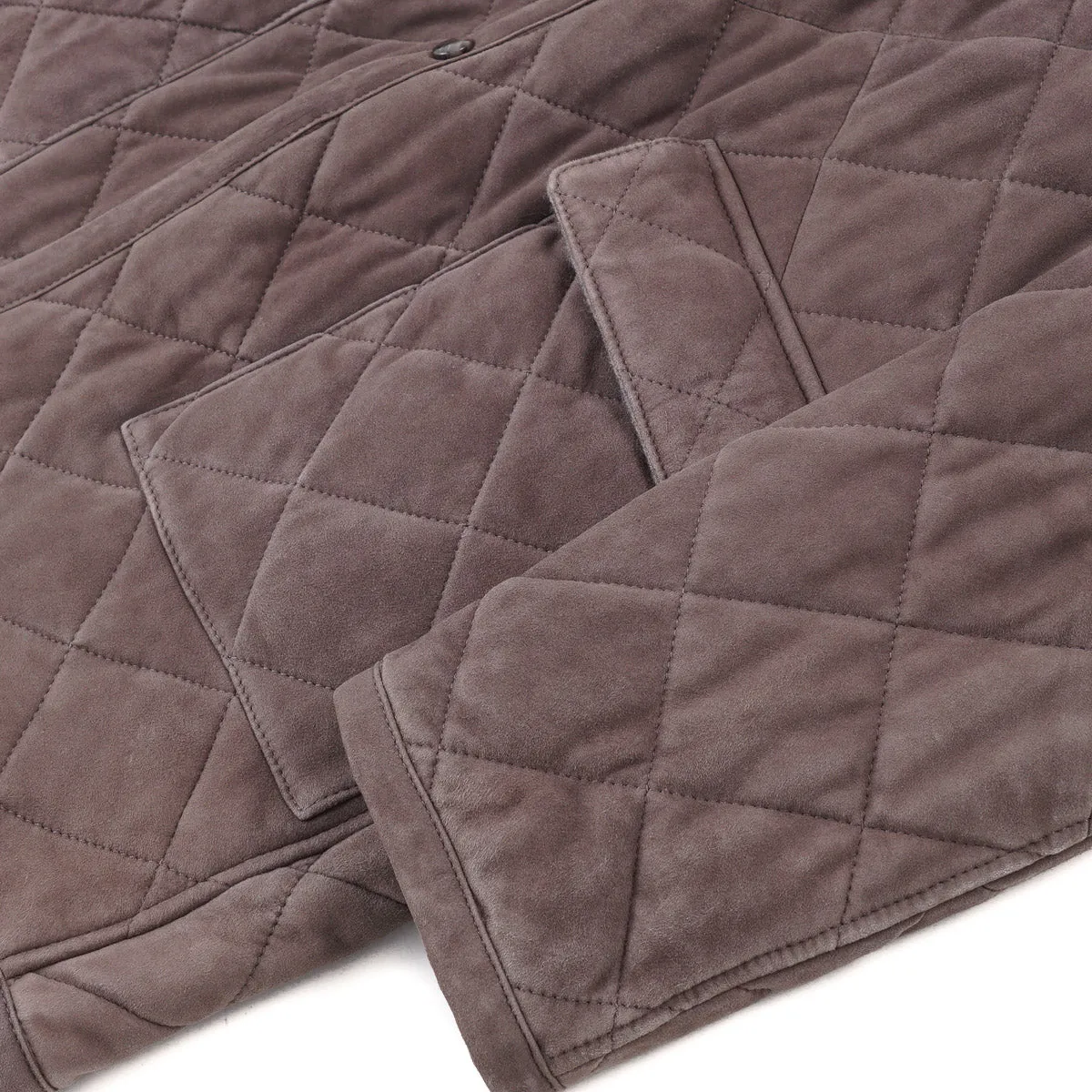 Mandelli Cashmere-Lined Quilted Suede Parka