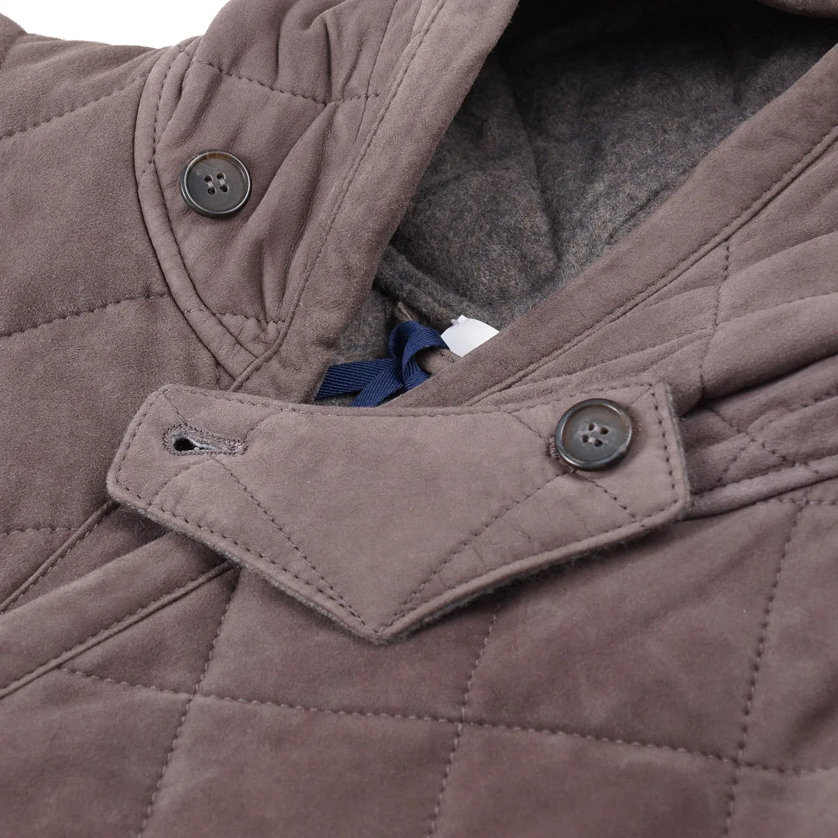 Mandelli Cashmere-Lined Quilted Suede Parka