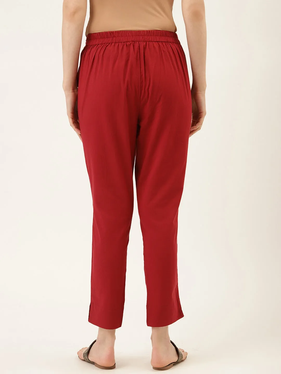 Maroon Ethnic Wear Cotton Pants