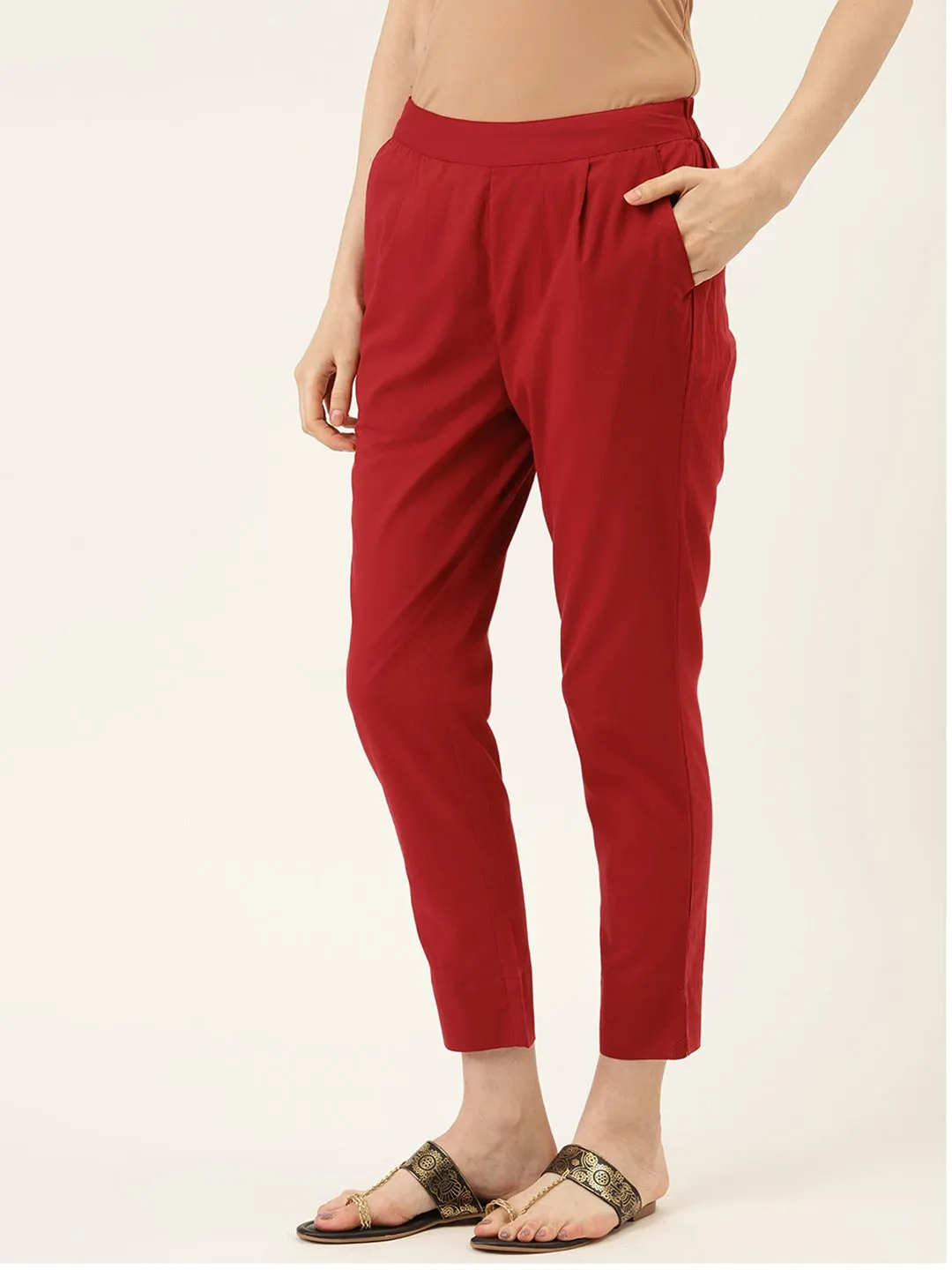 Maroon Ethnic Wear Cotton Pants