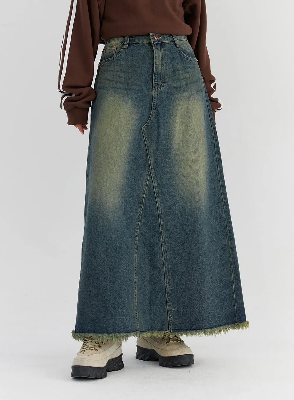 Maxi Wide Denim Skirt CS327