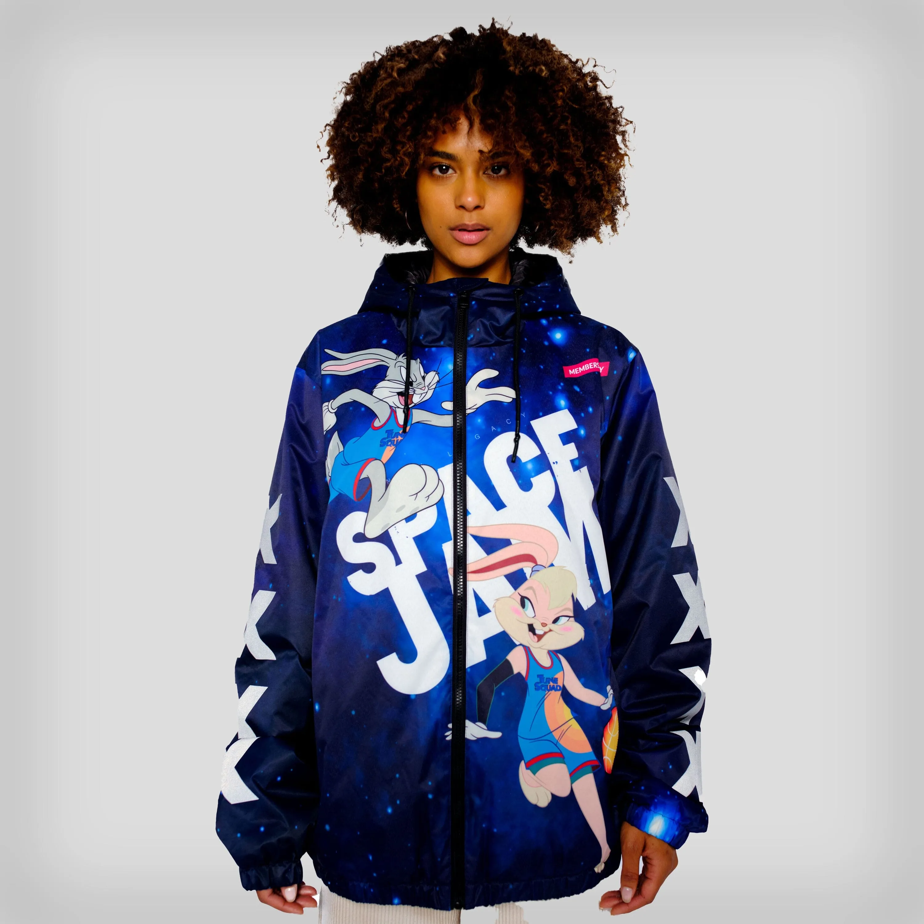 Members Only Women's Space Jam Galaxy Midweight Oversized Jacket