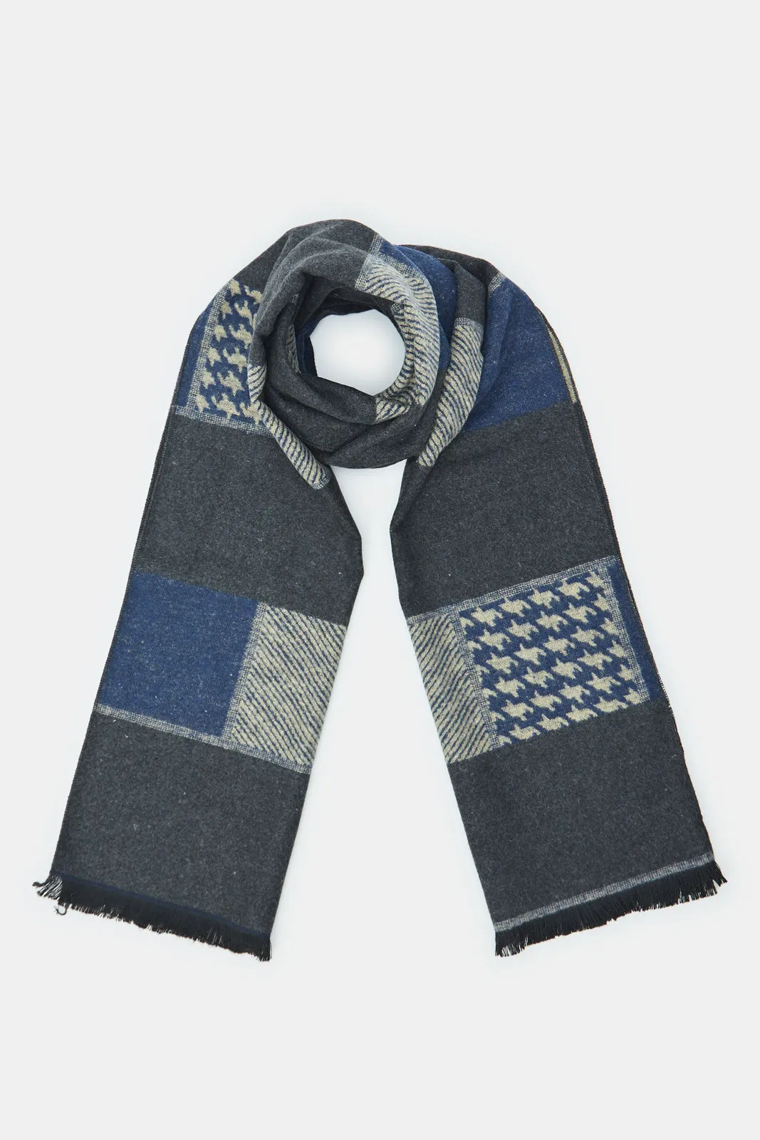 Men Grey And Navy Weighted Scarf