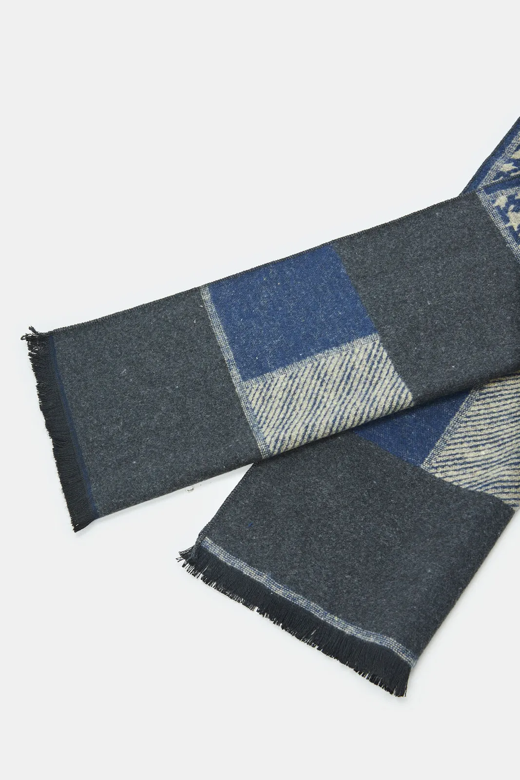 Men Grey And Navy Weighted Scarf